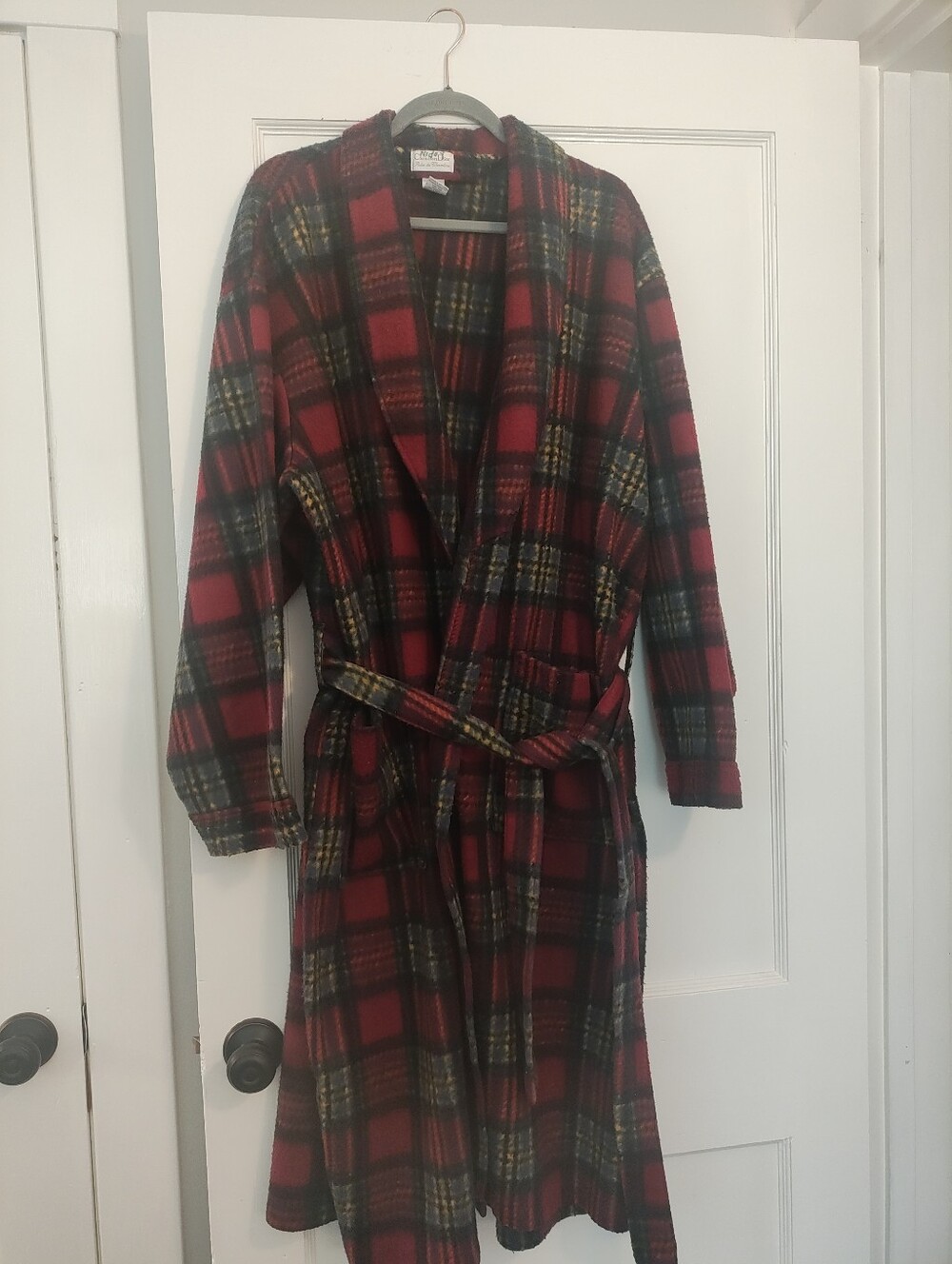Vintage Christian Dior Monsieur Mens Plaid Robe One Size Belted 47" Long